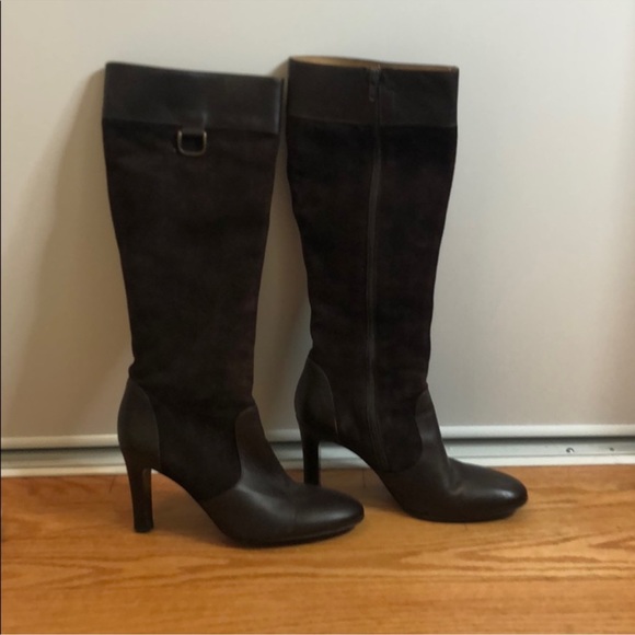 J. Crew Brown Heeled Knee Length Suede Boots - Picture 1 of 11